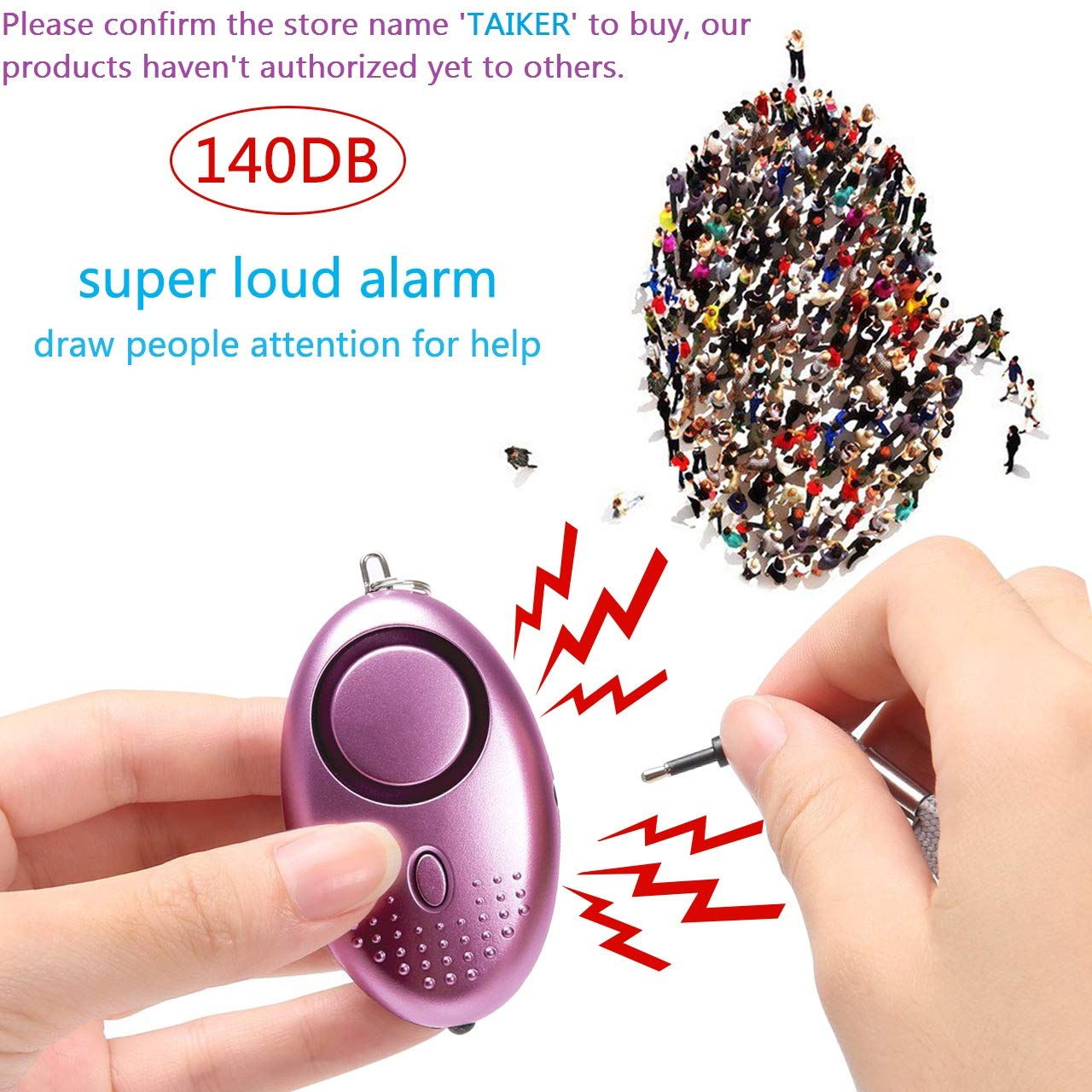 Personal Alarm For Women, 10 Packs 140Db Emergency Self Defense Security Alarm Keychain With Led Light For Women Kids And Elders